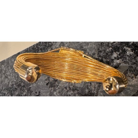 Vintage Gold Tone Choker & Bracelet Set With Amber Stone Accent Muti WIre - Picture 6 of 6